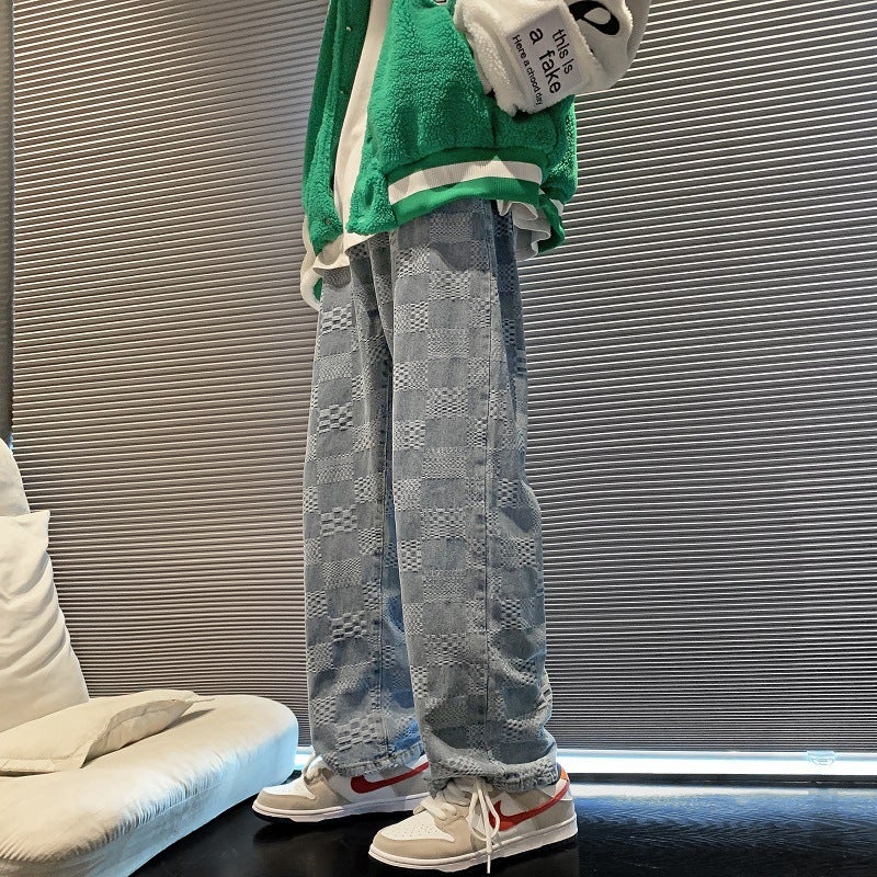 Straight Jeans Men'S Fashion Brand Pants High Street Ins Korean Fashion Loose Wide Leg Pants A Generation Of Hair - Image 5